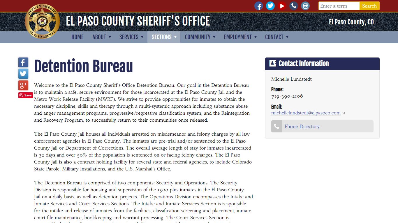 Detention Bureau | El Paso County Sheriff